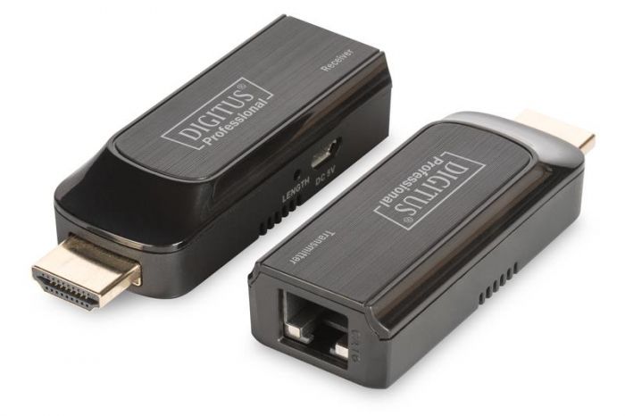 Подовжувач DIGITUS mini HDMI extender over UTP 50m, USB powered, Black