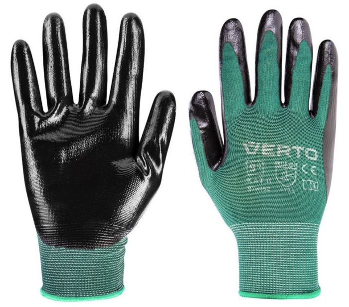Рукавички робочі Verto, розмір 10, нітрилове покриття, зелений