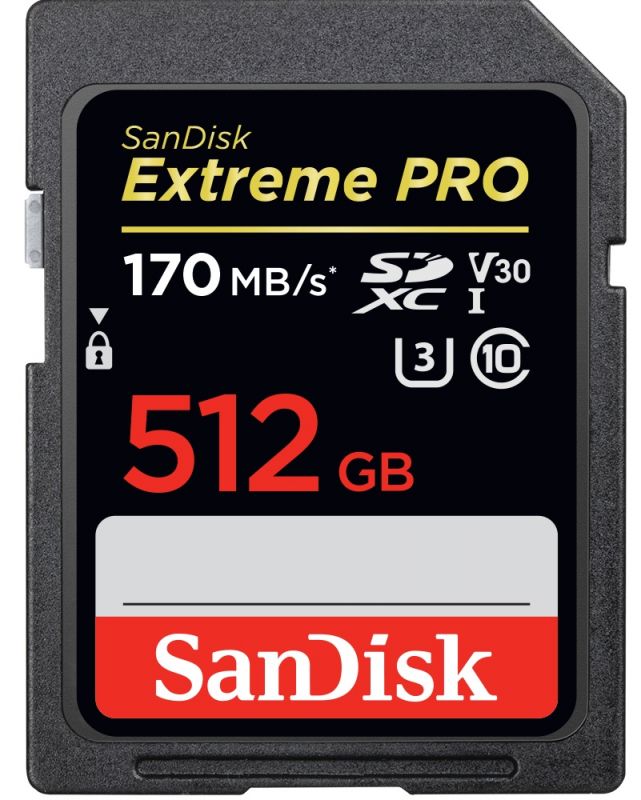 Карта пам'яті SanDisk SD  512GB C10 UHS-I U3 R170/W90MB/s Extreme Pro