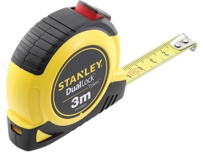 Рулетка Stanley "Tylon Dual Lock", прогумований корпус, подвійний блокуючий механізм, 3м х 13мм