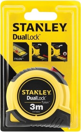 Рулетка Stanley "Tylon Dual Lock", прогумований корпус, подвійний блокуючий механізм, 3м х 13мм