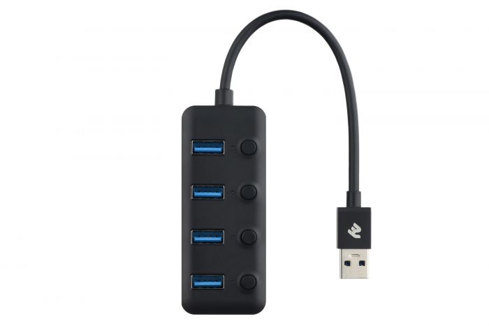 Адаптер 2Е USB-A - 4*USB3.0, Hub with switch, 0.25m