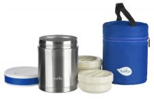 Термос металевий для їжі Nuvita 1000 мл, 2 контейнера, нерж. сталь, з термосумкою NV1478Pro