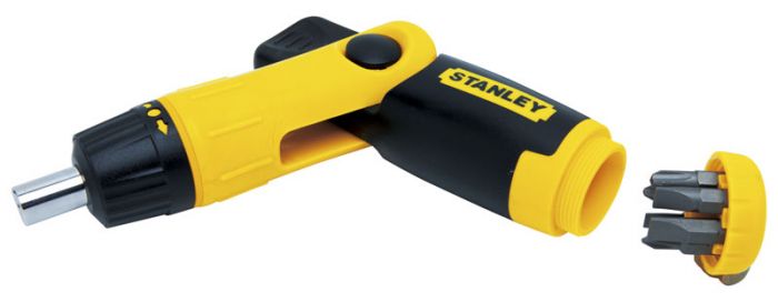 Викрутка Stanley "Pistol Grip Ratchet", бітотримач реверсний 1/4", 20 біт, кейс