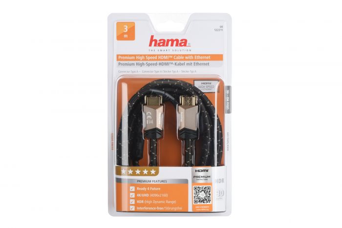 Кабель НАМА HDMI, Premium, High Speed, (AM/AM), ферити, довжина 3.0 м