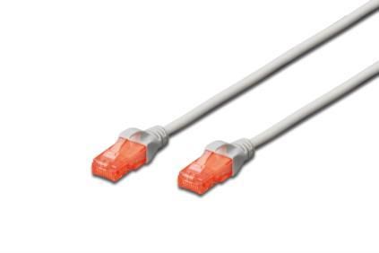 Патч-корд DIGITUS CAT 6 UTP, 0.5м, AWG 26/7, CCA, PVC, сірий