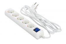 Мережевий фільтр 2Е 5XSchuko з вимикачем, 3G*1.0мм, 3м, white