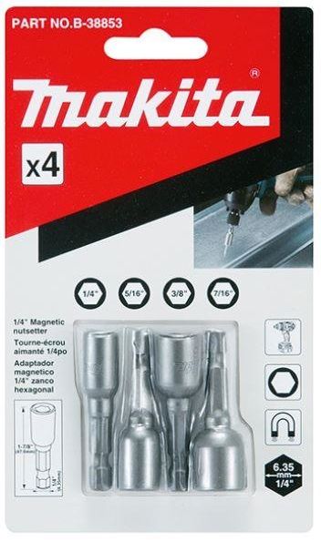 Головки магнітні Makita B-38853, набір 4 од., дюймові