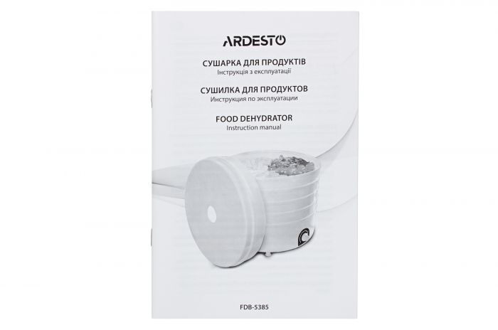 Сушка для продуктів Ardesto FDB-5385 - 520Вт/ 5 піддонів вис. 4см/ діаметр 38,5см/ рег. темп./ біла