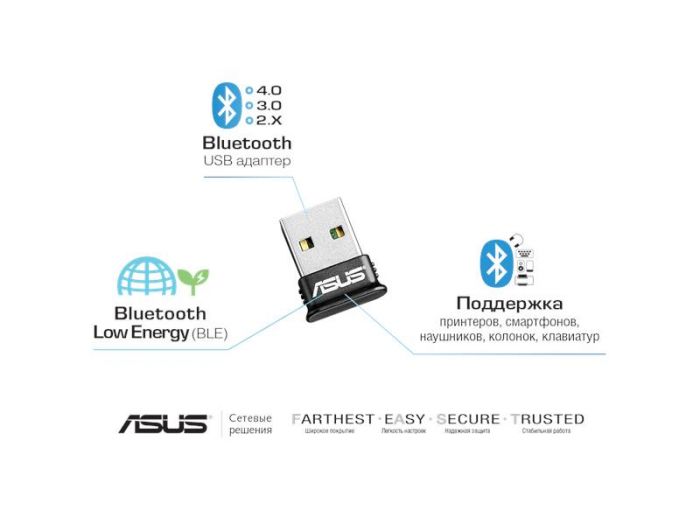 BT-адаптер ASUS USB-BT400  Bluetooth 4.0 USB2.0