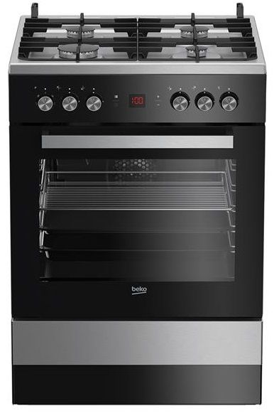 Плита комбінована Beko FSM62530DXMS - 60х60 см/газ-контр/чавун/72л/8 прогр./диспл/чорне скло