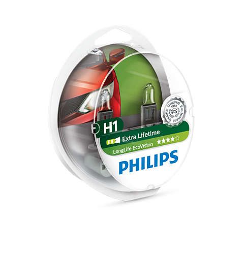 Лампа галогенна Philips H1 LongLife EcoVision, 2шт/блістер