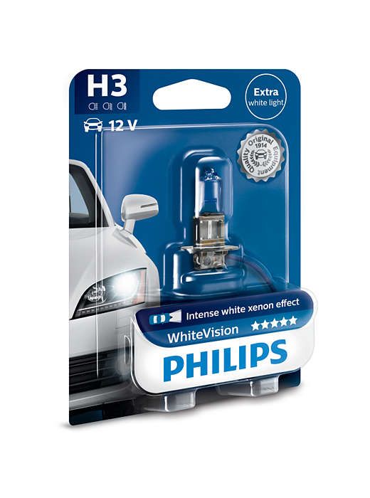 Лампа галогенна Philips H3 WhiteVision +60%, 3700K, 1шт/блістер