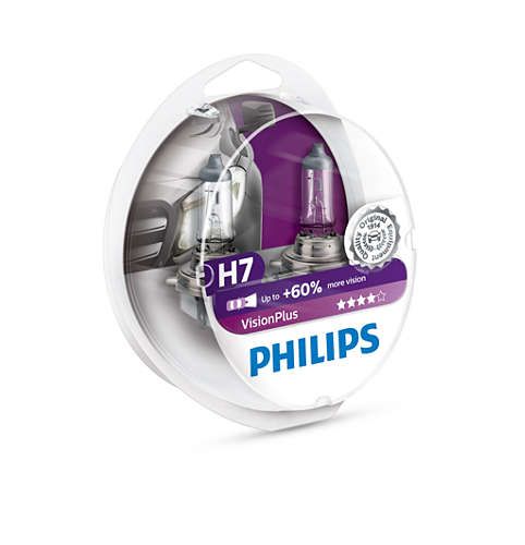Лампа галогенна Philips H7 VisionPlus, 2шт/блістер