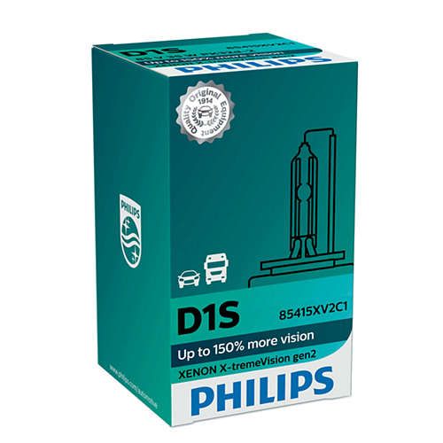 Лампа ксенонова Philips D1S X-treme Vision +150% 4800K gen2, 1шт/картон