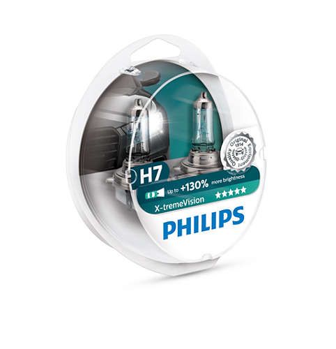 Лампа галогенна Philips H7 X-treme VISION +130%, 3700K, 2шт/блістер