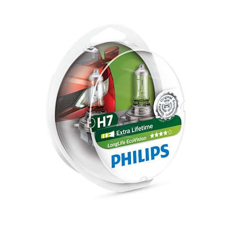 Лампа галогенна Philips H7 LongLife EcoVision, 2шт/блістер