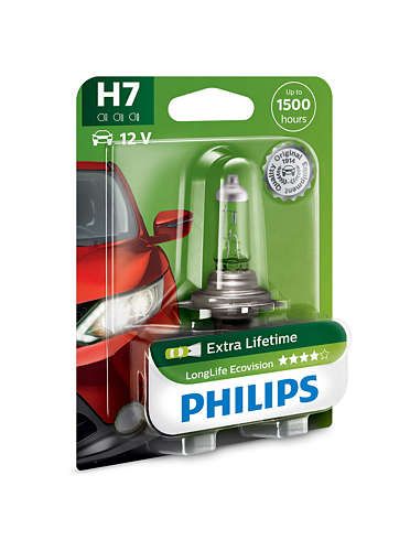 Лампа галогенна Philips H7 LongLife EcoVision, 1шт/блістер