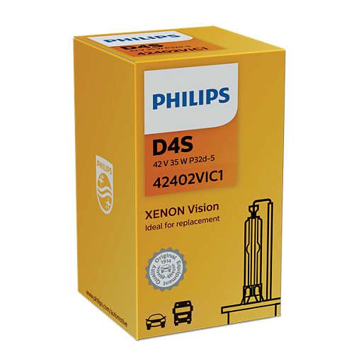 Лампа ксенонова Philips D4S Vision, 4600K, 1шт/картон