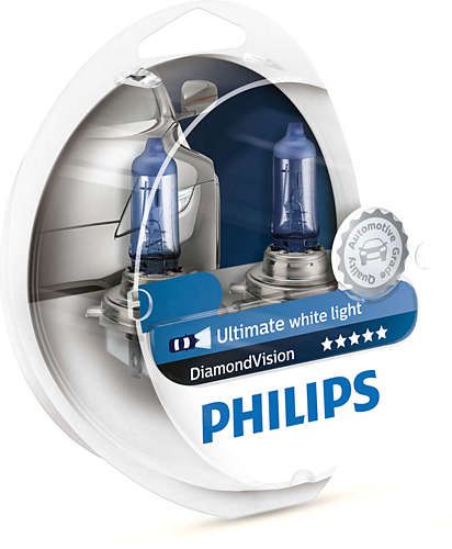 Лампа галогенна Philips H4 Diamond Vision, 5000K, 2шт/блістер