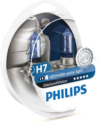 Лампа галогенна Philips H7 Diamond Vision, 5000K, 2шт/блістер