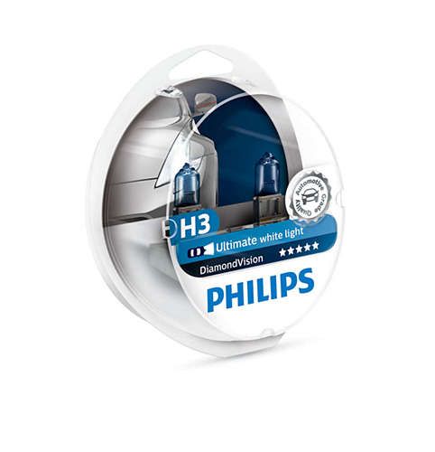 Лампа галогенна Philips H3 Diamond Vision 5000K, 2шт/блістер