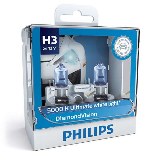 Лампа галогенна Philips H3 Diamond Vision 5000K, 2шт/блістер