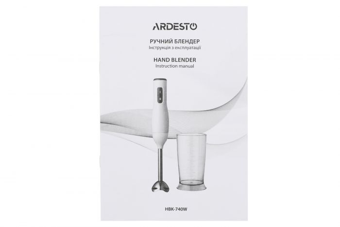 Блендер ручний Ardesto HBK-740W - 500Вт/чаша 0.7л/білий