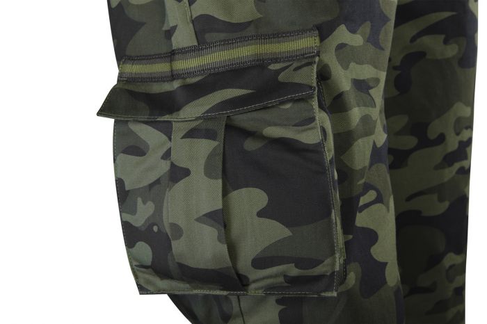 Напівкомбінезон робочий NEO CAMO, розмір XXL (56), 255 г/м2, потрійні шви, еластична конструкція пояса, міцні кишені, камуфляжний