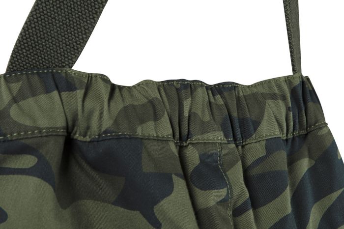 Напівкомбінезон робочий NEO CAMO, розмір XL (54), 255 г/м2, потрійні шви, еластична конструкція пояса, міцні кишені, камуфляжний