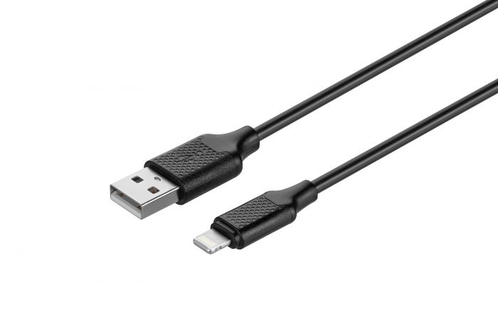 Кабель KITs USB 2.0 to Lightning cable, 2A, black, 1m