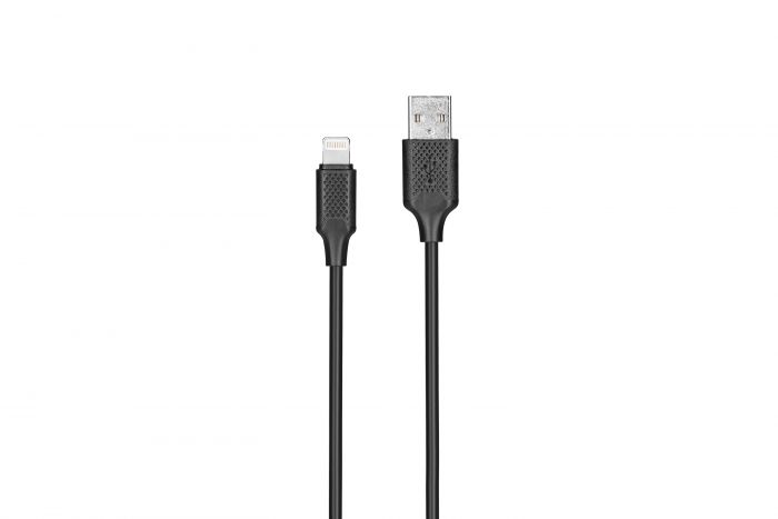 Кабель KITs USB 2.0 to Lightning cable, 2A, black, 1m