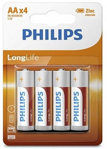 Батарейка Philips LongLife Zinc Carbon вугільно-цинкова AA блістер, 4 шт