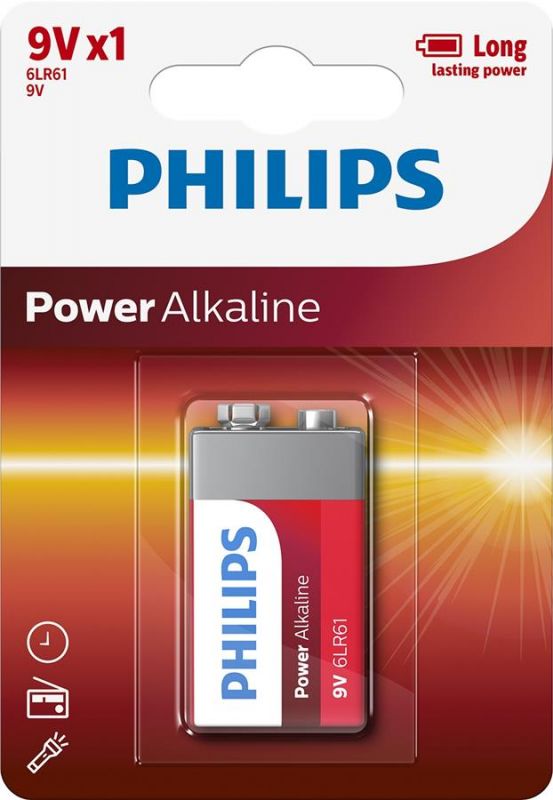 Батарейка Philips Power Alkaline лужна 6LR61 (6LF22, MN1604, MX1604) блістер, 1 шт