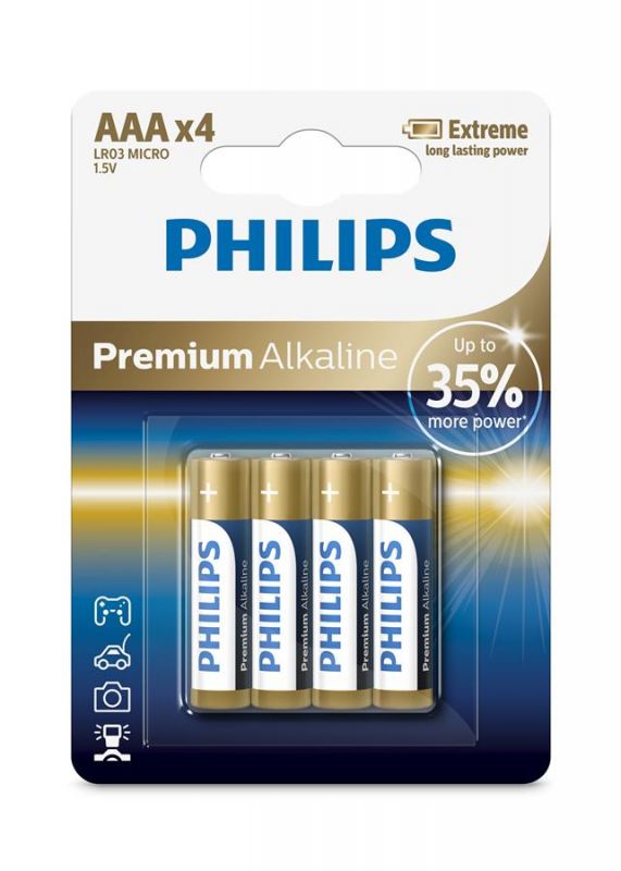 Батарейка Philips Premium Alkaline лужна AAA блістер, 4 шт