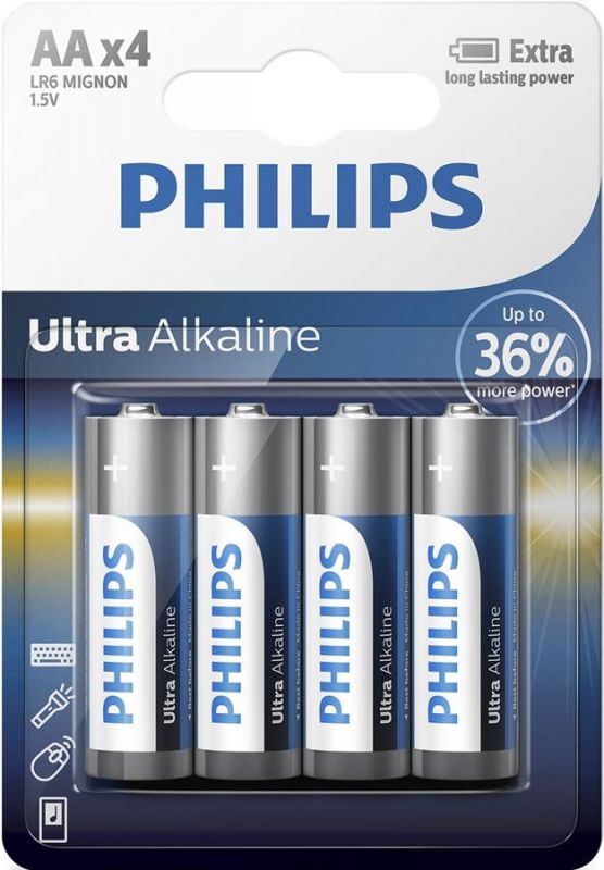 Батарейка Philips Ultra Alkaline лужна AA блістер, 4 шт