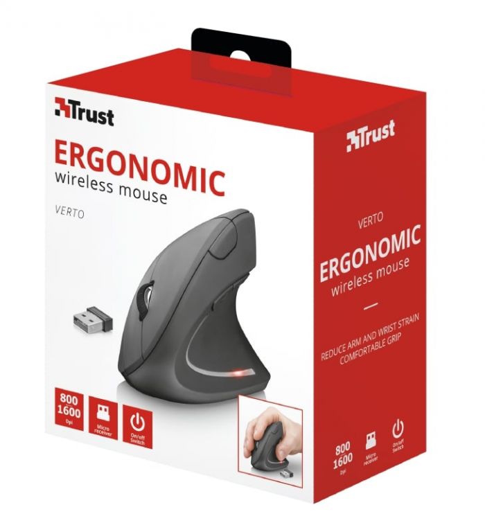 Миша Trust Verto Ergonomic WL BLACk