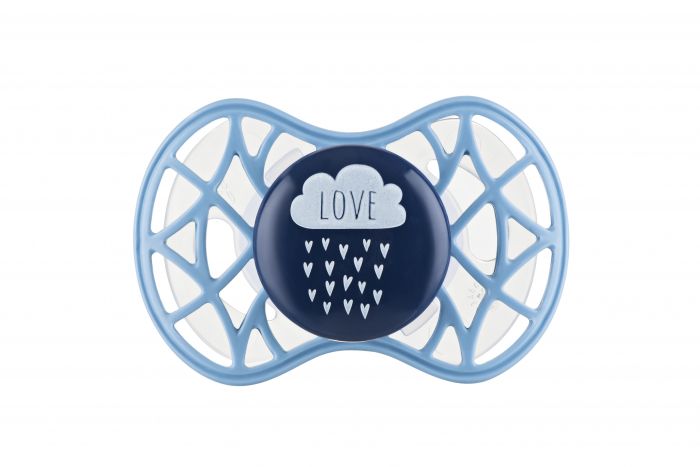 Пустушка ортодонтична Nuvita NV7084 Air55 Cool 6m+ "LOVE" блакитно-синя