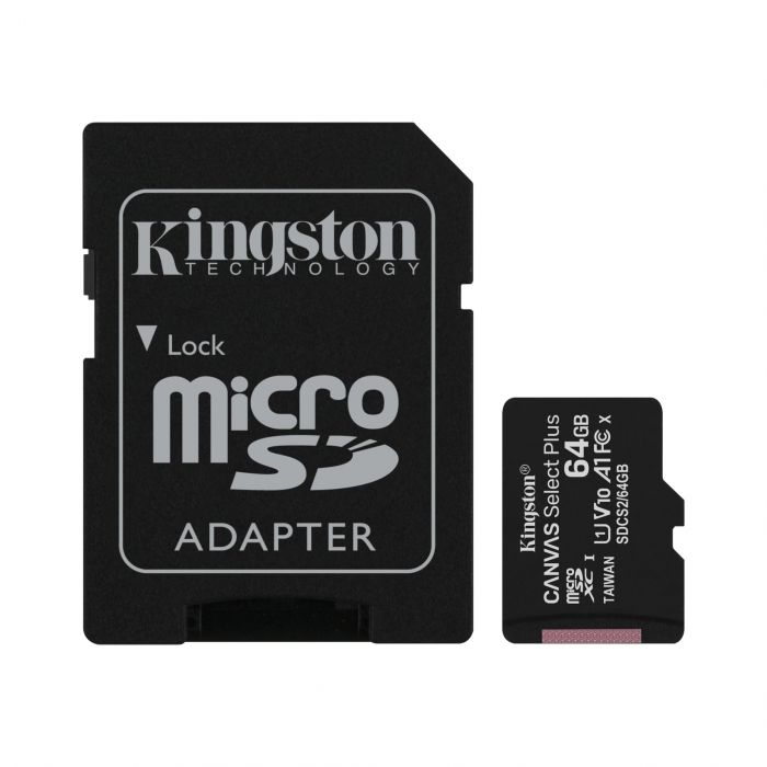 Карта пам'яті Kingston microSD   64GB C10 UHS-I R100MB/s + SD