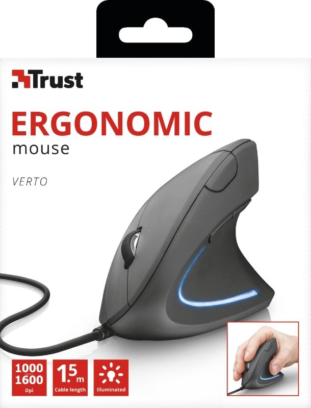 Миша VERTO ERGONOMIC USB BLACK