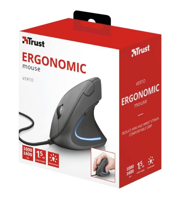 Миша VERTO ERGONOMIC USB BLACK