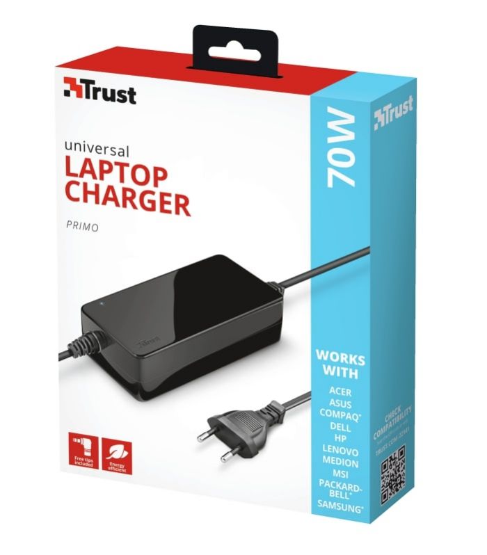 Адаптер живлення Trust Primo 70W-19V Universal Laptop Charger BLACK