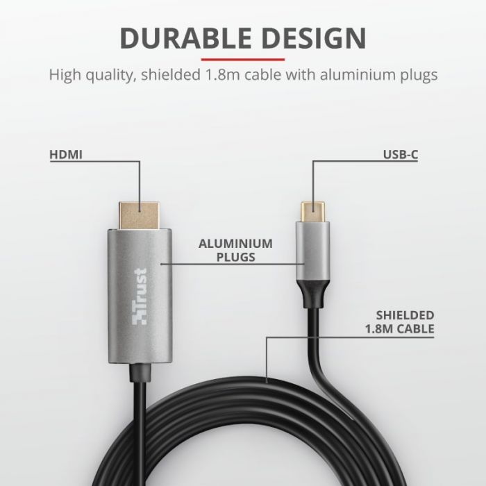 Кабель Trust Calyx USB-C to HDMI Adapter Cable