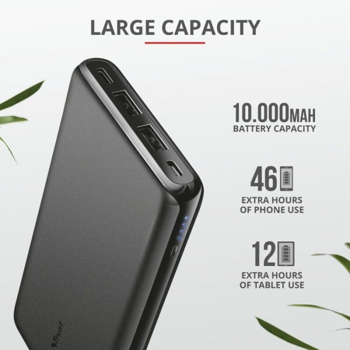 Портативний зарядний пристрій Power Bank Trust Esla Thin 10000 mAh BLACK