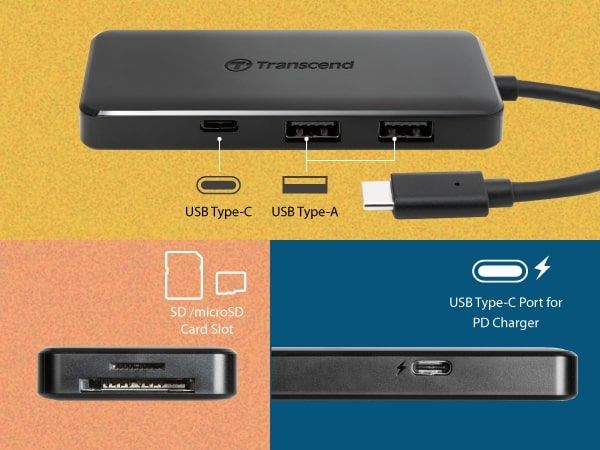 Хаб Transcend USB Type-C HUB  6 ports microSD/SD Black