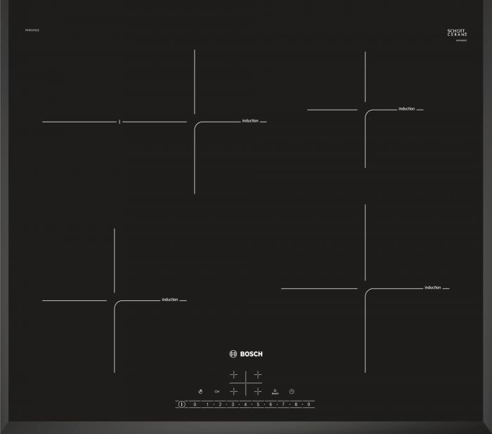 Варильна поверхня склокерамічна Bosch PIF651FB1E -індукція/60см/4конф/1 зона розширення/слайдер/чорний