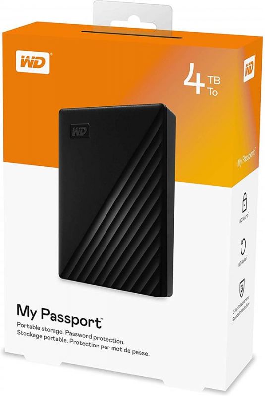 Портативний жорсткий диск WD 4TB USB 3.2 Gen 1 My Passport Black