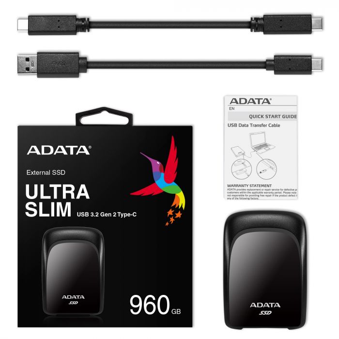 Портативний SSD ADATA  480GB USB 3.2 Gen 2 Type-C Чорний