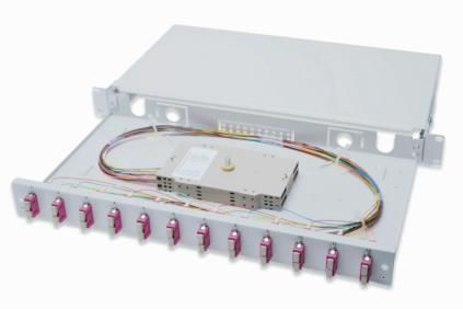 Оптична панель DIGITUS 19' 1U, 12xSC duplex, incl, Splice Cass, OM4 Color Pigtails, Adapter