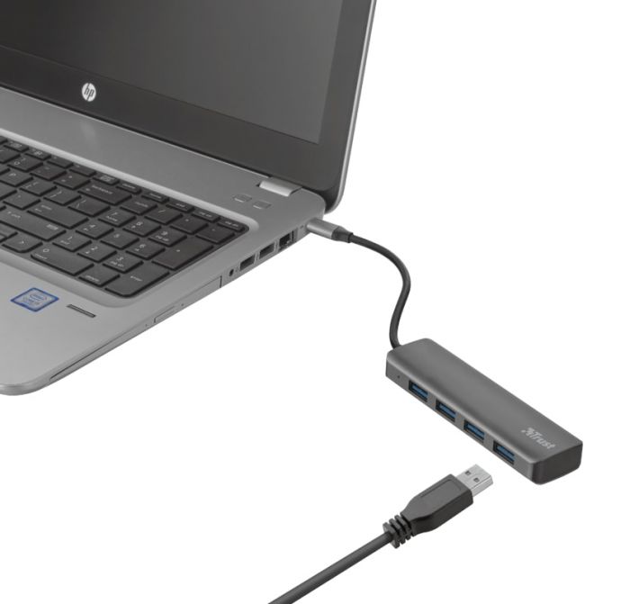 USB-хаб Trust Halyx USB-C to 4-Port USB-A 3.2 ALUMINIUM